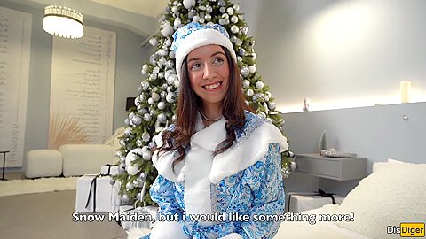Stepson And Stepfather Invite Snow Maiden For Hardcore Threesome Sex On Christmas Eve